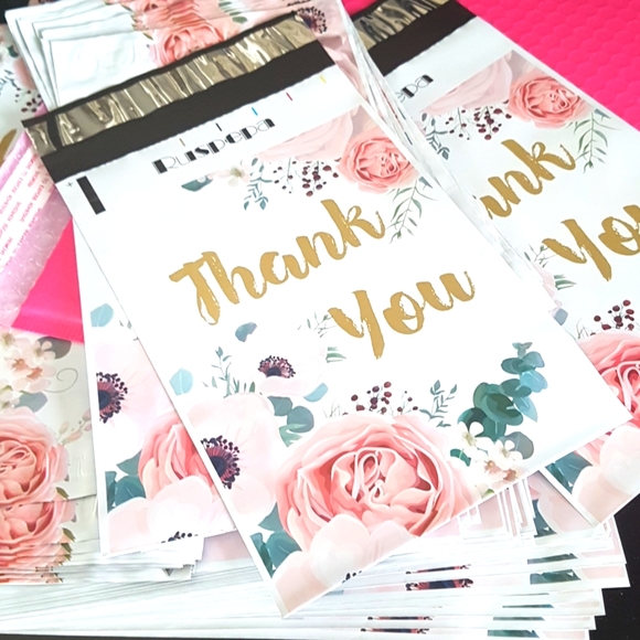 10 pcs Thank You Poly Mailers with Roses 6"x9" Inches - Picture 2 of 6